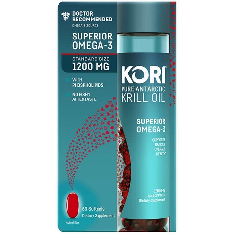 Viên uống dầu nhuyễn thể Kori Pure Antarctic Krill Oil Superior Omega-3, 1200 mg, 60 viên