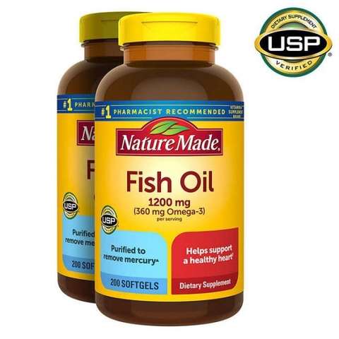 Viên uống dầu cá Nature Made Fish Oil 1200 mg, 400 viên/2 hộp