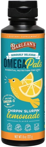 Siro kem bổ sung Omega-3 vị chanh dành cho trẻ em Barlean's OmegaPals Kids Omega-3 Lemonade Flavor