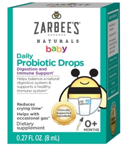 Thuốc nhỏ men vi sinh hàng ngày Đồ dùng cho Bé mới sinh zarbee's baby probiotic drops, daily digestive + immune support