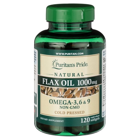 Viên uống dầu hạt lanh bổ sung Omega 3, 6, 9 Puritan's Pride Omega-3-6-9 Flax Oil Softgels, 1000 mg