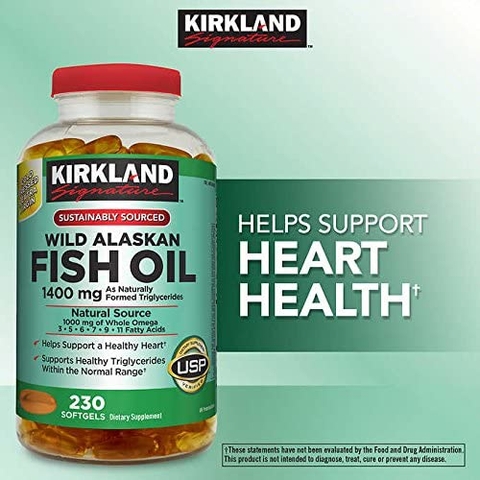 M15 KSAKFISHOIL Viên uống dầu cá Alaska Kirkland Signature Wild Alaskan Fish Oil 1400mg, 230 viên