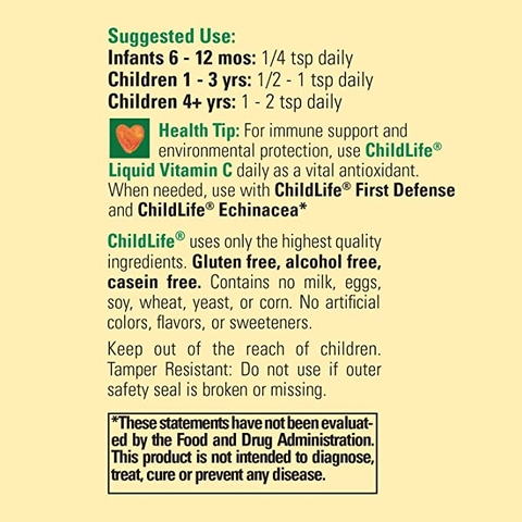 Siro bổ sung vitamin c hỗ trợ miễn dịch dành cho bé ChildLife Essentials Liquid Vitamin C Immune Support for Infants