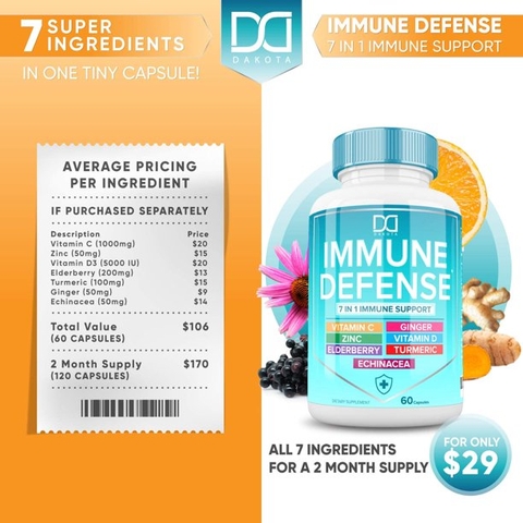 Viên uống hỗ trợ miễn dịch 7 trong 1 Dakota 7 in 1 Immune Support Booster Supplement with Elderberry