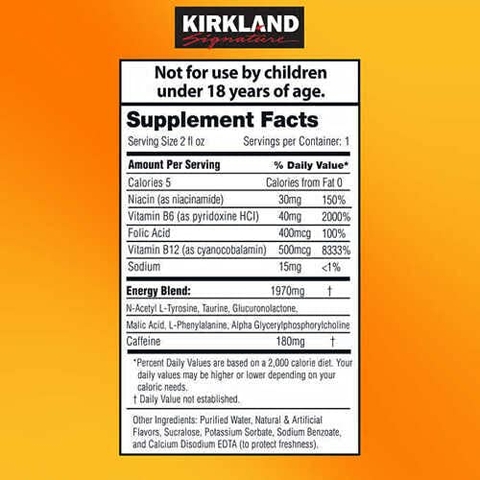 Nước tăng lực Kirkland Signature Energy Shot, 48 chai