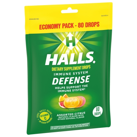 Kẹo ngậm bổ sung Vitamin C Halls Defense Vitamin C Drops, Assorted Citrus, 80 viên