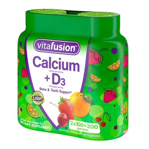 Kẹo dẻo bổ sung Canxi & Vitamin D3 Vitafusion Calcium + D3, 200 Gummies