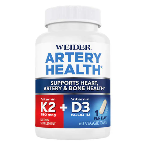 Viên uống hỗ trợ sức khỏe Tim, Xương và Động mạch -  Weider Artery Health with Vitamin K2, 60 viên.