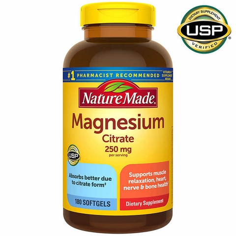 Viên uống Nature Made bổ sung Magnesium Citrate 250 mg, 180 viên