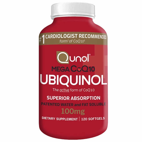 Viên uống Bổ sung CoQ10 cho tim Ubiquinol Qunol Mega CoQ10 Ubiquinol 100 mg, 120 viên