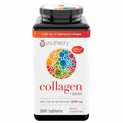 M8 YT COLLAGEN Viên Uống Bổ Sung Collagen Youtheory Collagen Plus Biotin, 390 viên