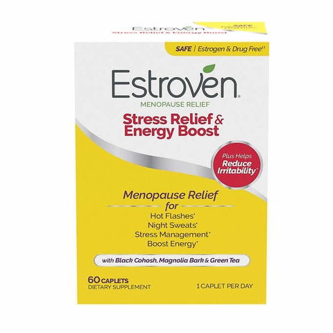 Viên uống cân bằng nội tiết tố, giảm stress cho phụ nữ tiền mãn kinh Estroven Maximum Strength Menopause Relief + Stress, 60 viên