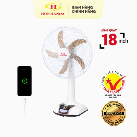 Quạt sạc 18inch HJD FL628 - công suất 28W, có remote điều khiển từ xa, tích hợp đèn LED hỗ trợ cúp điện