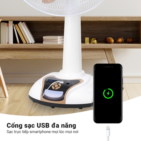 Quạt sạc 18inch HJD FL628 - công suất 28W, có remote điều khiển từ xa, tích hợp đèn LED hỗ trợ cúp điện