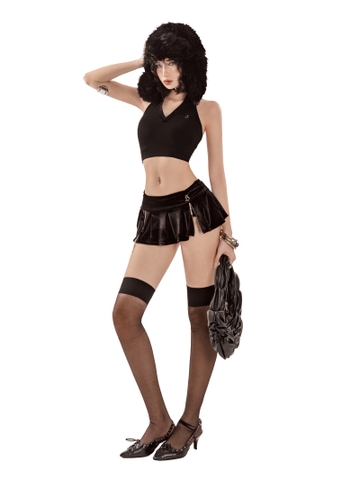 SISTERS Chân váy xếp ly nhung Pretty