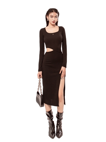 Sisters Váy đầm body khoét eo xẻ tà Dualipa