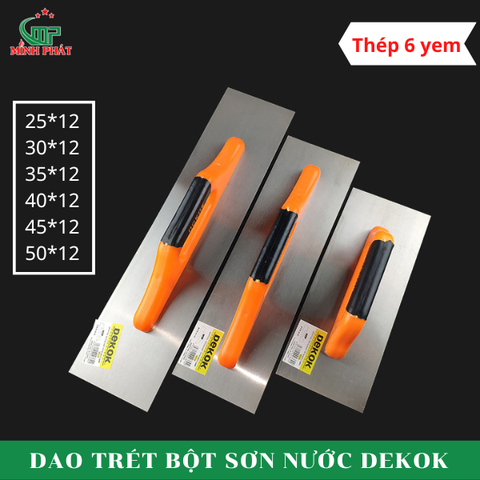 Dao Trét Bột Sơn Nước Dekok Tay Cầm Nhựa 40cm 45cm 50cm Thép Trắng
