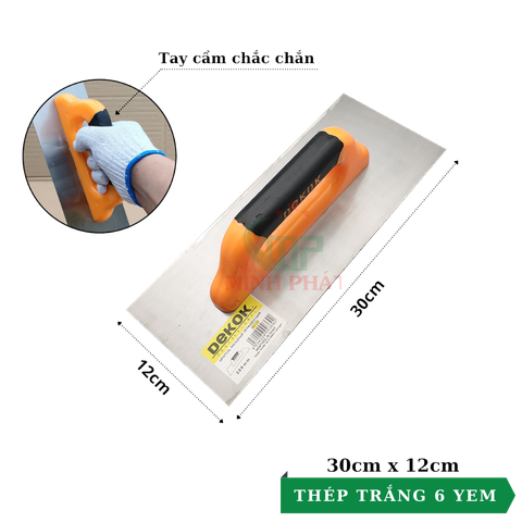 Dao Trét Bột Sơn Nước Dekok Tay Cầm Nhựa 40cm 45cm 50cm Thép Trắng