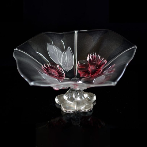 Bát thủy tinh màu trắng hồng có chân 33cm thả hoa, đựng hoa quả Walther-Glas: Evita Satin Rose-1214469