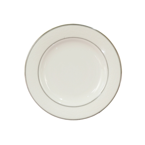 Đĩa nhỏ trắng sứ tro xương viền bạc Hàn Quốc Haengnam