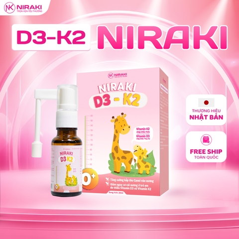 Vitamin D3 K2 Niraki Dạng Xịt Dễ Dùng, Giúp Bé Tăng Chiều Cao, Xương Chắc Khỏe Lọ 20ml Vitamin D3 K2 Niraki Dạng Xịt Dễ Dùng, Giúp Bé Tăng Chiều Cao, Xương Chắc Khỏe Lọ 20ml