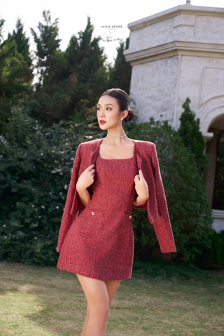 MIEN STORE SET VÁY MÙA ĐÔNG DÁNG NGẮN VÀ ÁO KHOÁC DỰ TIỆC KEELIN