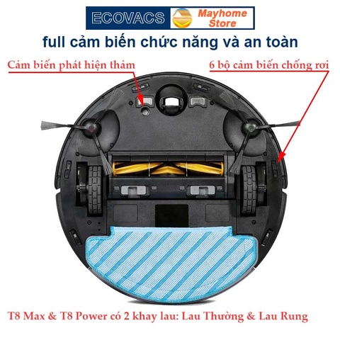 Robot hút bụi lau nhà Ecovacs T8 Max/Power - Hàng trưng bày chưa qua sử dụng- Tặng ID App Ecovacs Home