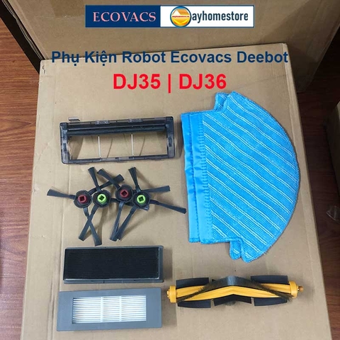 Phụ kiện Robot Ecovacs Deebot DJ35 | DJ36 Khăn Lau | Chổi Lăn Chính | Chổi Cuộn | Đôi Chổi Cạnh | Bộ Lọc Hepa