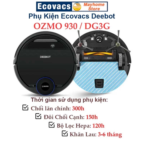 Phụ Kiện Robot Ecovacs Deebot Ozmo930 / DG3G Khăn Lau | Chổi Lăn Chính | Chổi Cuộn | Đôi Chổi Cạnh | Bộ Lọc Hepa///