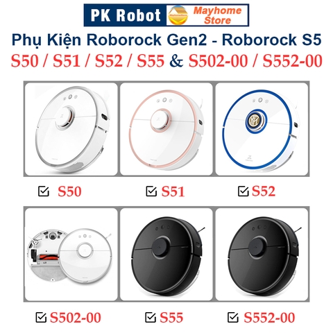Phụ kiện Robot Xiaomi Roborock Gen2, Roborock S50, S51, S52, S55, S502, S552. Chổi lăn, chổi cạnh, khăn lau, bộ lọc //
