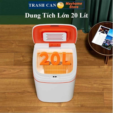 Thùng Rác Cảm Ứng Thông Minh Loại Sạc Pin Dung Tích 20L Có Đèn UV Khử Khuẩn, Tự Động Đóng Mở Nắp Với 2 Màu Trắng và Xanh