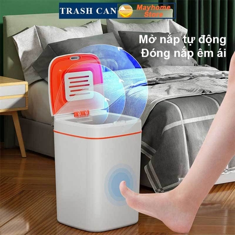 Thùng Rác Cảm Ứng Thông Minh Loại Sạc Pin Dung Tích 20L Có Đèn UV Khử Khuẩn, Tự Động Đóng Mở Nắp Với 2 Màu Trắng và Xanh