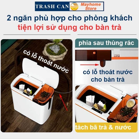 Thùng Rác Cảm Ứng Thông Minh 2 Ngăn 20L Tách Rác Khô & Ướt Sử Dụng Cho Phòng Khách và Gian Bếp Với 2 Màu Xanh và Trắng