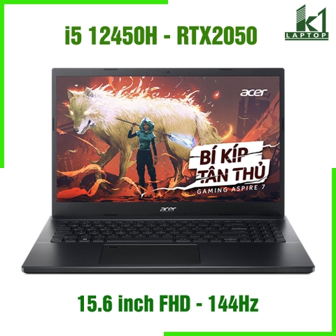 Acer Aspire 7 A715 76G 59MW - (Core i5-12450H RAM 8GB SSD 512GB RTX 2050 15.6 inch FHD IPS 144Hz Vỏ Nhôm)