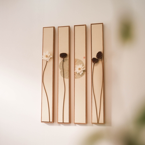 Bộ 4 tranh hoa sen thủ công