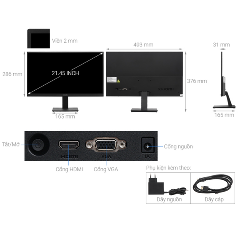 [Bản quốc tế] Màn hình máy tính Xiaomi Monitor A22i 21.45inch Full HD/VA/75Hz/6ms/HDMI