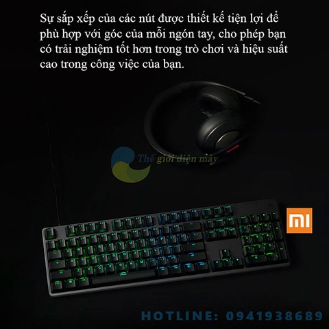 Bàn phím cơ gaming Xiaomi RGB 104K đèn led 14 chế độ