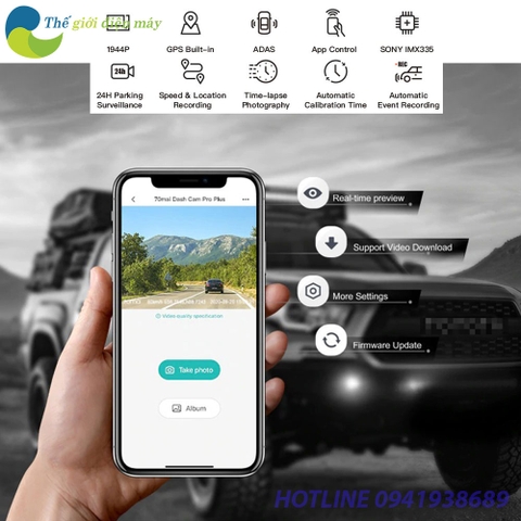 [Bản quốc tế] Camera hành trình ô tô XIAOMI 70MAI Pro Plus A500S tích hợp sẵn GPS