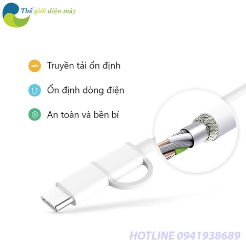 Cáp sạc 2 trong 1 Type-C và Micro Xiaomi ZMI AL511 (30cm)/ AL501 (1M)