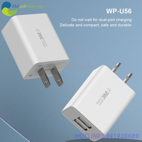 Củ sạc nhanh 2 cổng USB WK DESIGN WP-U56