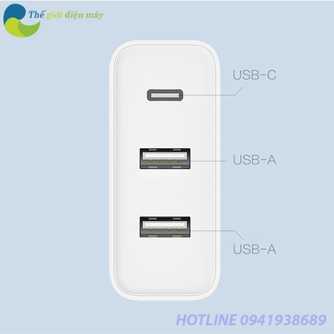 Củ sạc nhanh PD 65W Xiaomi ZMI HA832 2 cổng USB, 1 cổng Type C (hỗ trợ sạc laptop)