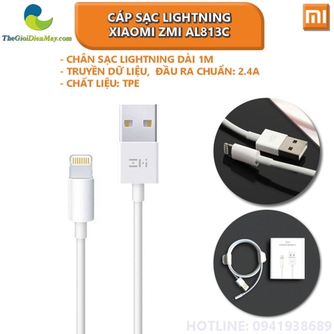 Cáp sạc Lightning Xiaomi ZMI AL813C Chuẩn MFi Dài 1m