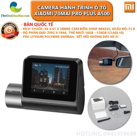 [Bản quốc tế] Camera hành trình ô tô XIAOMI 70MAI Pro Plus A500S tích hợp sẵn GPS