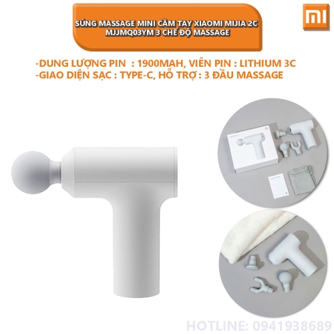 Súng massage mini cầm tay Xiaomi Mijia 2C MJJMQ03YM 3 chế độ massage