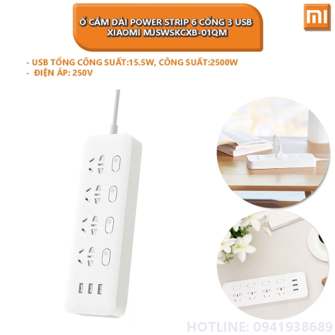 Ổ cắm dài Power Strip 4 cổng 3 USB xiaomi MJSWSKCXB-01QM