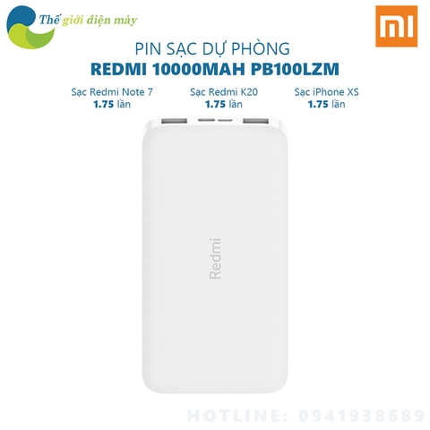 Sạc dự phòng xiaomi redmi 10000mah usb type C 2 cổng sạc