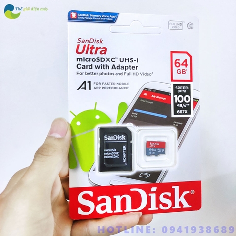 Thẻ Nhớ Sandick Ultra A1 64GB 80MB/s Chuẩn Class10 U1