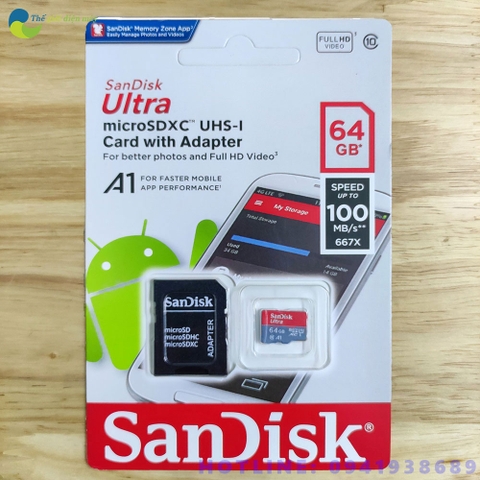 Thẻ Nhớ Sandick Ultra A1 64GB 80MB/s Chuẩn Class10 U1