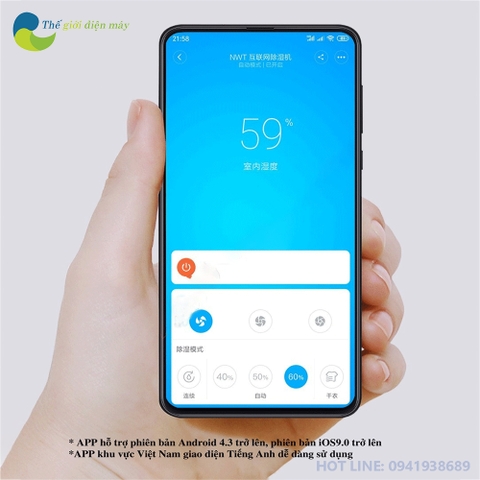 Máy hút ẩm Xiaomi NEW WIDETECH loại 18L thông minh kết nối app chạy êm