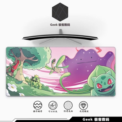 Miếng lót chuột Geek, bàn di chuột, pad chuột cỡ lớn Desk Mat 900x400 độ dày 4mm (Pokemon)